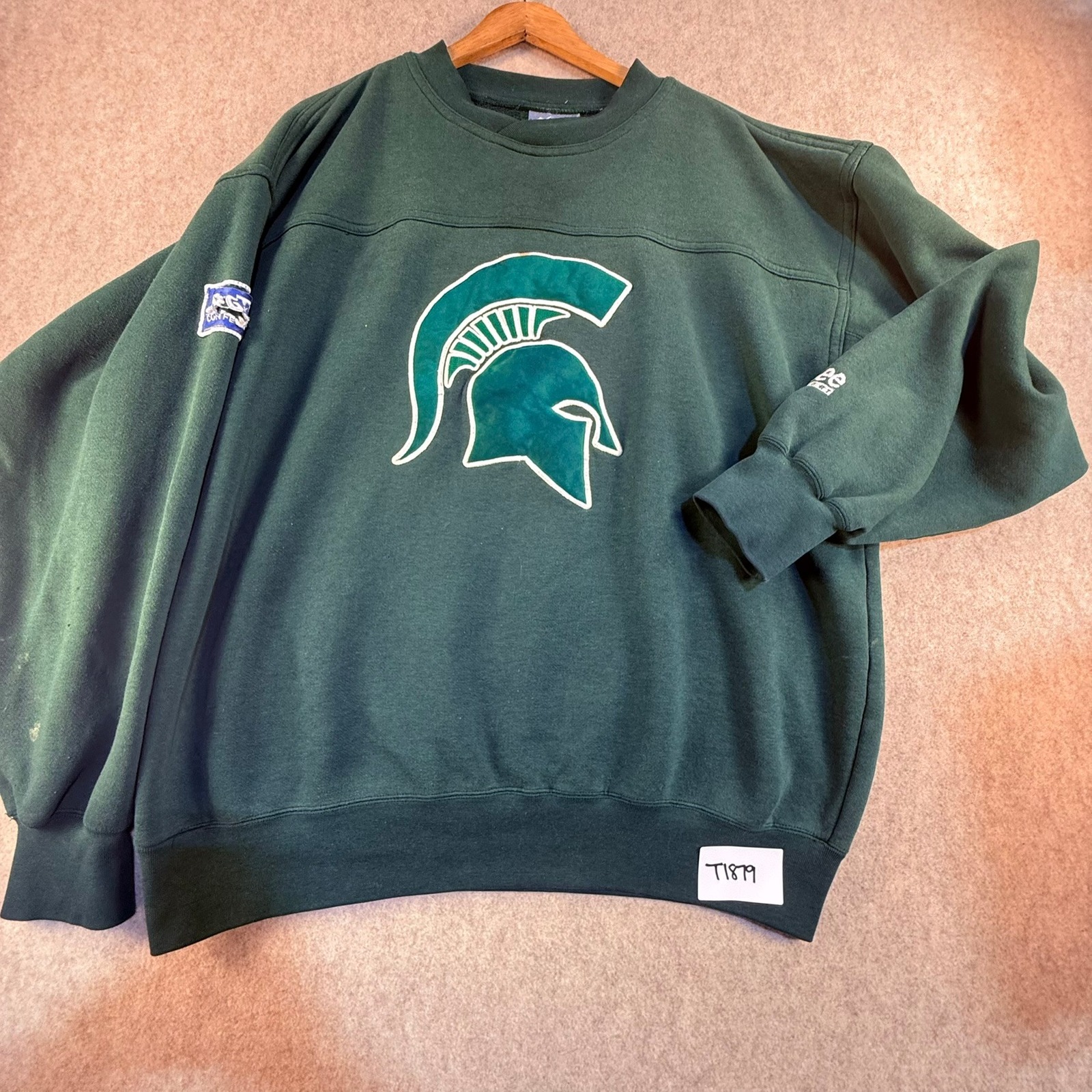 Vintage Lee Sport Michigan State Spartans Sweatshirt Mens Large Green Ncaa Msu